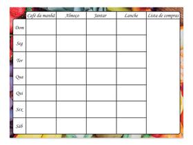 Cardápio Semanal - Planner - Caneta Escreve Apaga Cardápio Semanal - Planner - Caneta Escreve Apaga