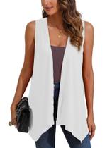 Cardigã, branco, drapeado, aberto, frontal, feminino, pequeno