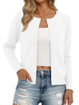 Cardigã Branco Leve Trendy Queen com Gola Careca Cardigã Branco Leve Trendy Queen com Gola Careca