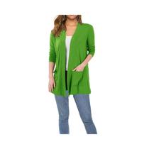 Cardigã casual estilo quimono verde para mulheres