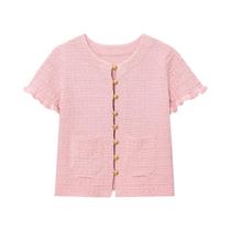 Cardigã Curto Rosa De Tricô Feminino Manga Curta Casual Blusas De Tricô Para Mulheres 2025 Cardigã Curto Rosa De Tricô Feminino Manga Curta Casual Blusas De Tricô Para Mulheres 2025