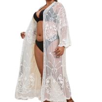 Cardigã de banho de malha transparente Beach Cover Up Plus Size Cardigã de banho de malha transparente Beach Cover Up Plus Size