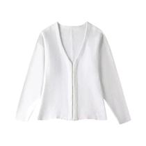 Cardigã de Malha Vermelho Borgonha com Decote V - Manga Comprida para Mulheres