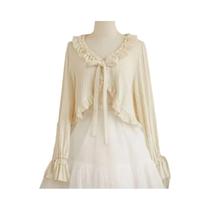 Cardigã De Tricô Cropped Com Renda Em Coração Estilo Lolita Kawaii, Suéter Vintage Japonês Para