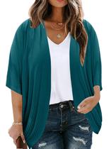 Cardigã Eytino feminino plus size, quimono 5X verde Cardigã Eytino feminino plus size, quimono 5X verde