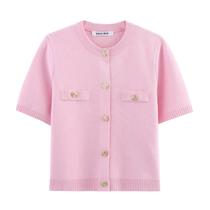 Cardigã Feminino De Manga Curta Em Tricô: Estilo Primavera-Verão Com Design Simples