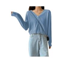 Cardigã Feminino De Manga Longa Com Decote Em V E Botões, Suéter De Tricô Para Outono E Primavera