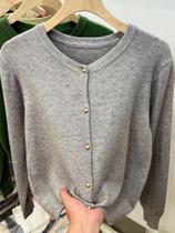 Cardigã Feminino De Tricô Manga Longa Gola O Moda Primavera Outono Blusa Básica