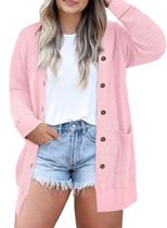Cardigã feminino Eytino plus size de manga comprida com frente aberta Cardigã feminino Eytino plus size de manga comprida com frente aberta
