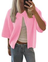 Cardigã feminino LOMON, primavera verão, manga curta, rosa, GG