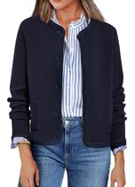 Cardigã feminino PRETTYGARDEN com botões Color Block Navy Cardigã feminino PRETTYGARDEN com botões Color Block Navy