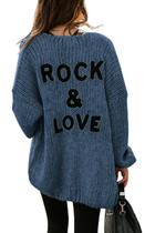 Cardigã feminino PRETTYGARDEN, de malha aberta, azul