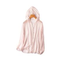 Cardigã Feminino Rosa De Seda Fino Com Capuz E Botões Manga Longa Blusa De Praia Verão M1152 Cardigã Feminino Rosa De Seda Fino Com Capuz E Botões Manga Longa Blusa De Praia Verão M1152