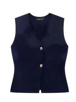 Cardigã Feminino Sem Mangas com Decote V e Botões Dourados - Colete Chique CT6250