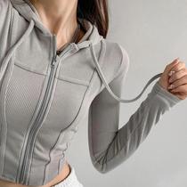 Cardigã Feminino Slim Com Capuz, Jaqueta Esportiva Cropped Coreana Vintage Com Zíper, Sólida, Sexy