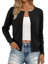 Cardigã Feminino Trendy Queen Leve Preto Gola Careca Cardigã Feminino Trendy Queen Leve Preto Gola Careca