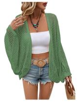 Cardigã feminino Verdusa de malha verde de verão de tamanho grande M Cardigã feminino Verdusa de malha verde de verão de tamanho grande M