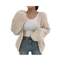 Cardigã Feminino Vintage Harajuku Com Manga Lanterna, Suéter Coreano Casual Chique Y2K Para Outono Cardigã Feminino Vintage Harajuku Com Manga Lanterna, Suéter Coreano Casual Chique Y2K Para Outono