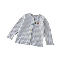 Cardigã Infantil De Manga Longa Em Cor Sólida Com Fecho De Desenho Animado, Camiseta Base Para