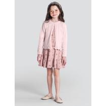 Cardigã Infantil Menina Em Tricot Rosa Mundi