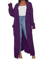 Cardigã LIVECLOTH Plus Size para mulheres roxo 2GG