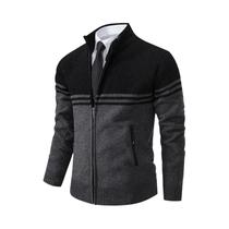 Cardigã Masculino De Inverno Em Fleece Grosso, Quente, Casual, Com Gola Alta E Zíper, Suéter