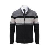 Cardigã Masculino De Inverno Em Fleece Grosso, Quente, Casual, Com Gola Alta E Zíper, Suéter