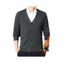 Cardigã Masculino De Lã Com Gola V, Suéter De Malha Quente Para Outono, Moda Casual