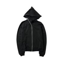 Cardigã Masculino Preto Com Capuz E Zíper, Estilo Harajuku Hip Hop, Jaqueta De Moletom Para Skate E