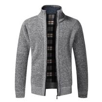 Cardigã Masculino Slim Fit De Lã Com Zíper Completo, Suéter Quente De Tricô, Casaco De Marca De Luxo
