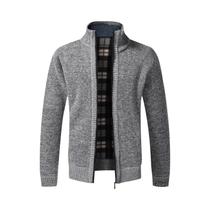 Cardigã Masculino Slim Fit De Lã Com Zíper Completo, Suéter Quente De Tricô, Casaco De Marca De Luxo