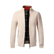 Cardigã Masculino Slim Fit De Lã Com Zíper Completo, Suéter Quente De Tricô, Casaco De Marca De Luxo