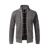Cardigã Masculino Slim Fit De Lã Com Zíper Completo, Suéter Quente De Tricô, Casaco De Marca De Luxo