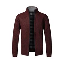 Cardigã Masculino Slim Fit De Lã Com Zíper Completo, Suéter Quente De Tricô, Casaco De Marca De Luxo
