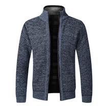 Cardigã Masculino Slim Fit De Lã Com Zíper Completo, Suéter Quente De Tricô, Casaco De Marca De Luxo