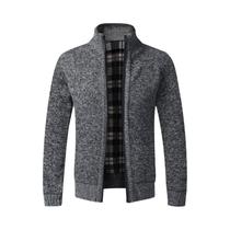Cardigã Masculino Slim Fit De Lã Com Zíper Completo, Suéter Quente De Tricô, Casaco De Marca De Luxo