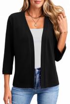 Cardigã Newchoice feminino com frente aberta, verão, preto, XXL