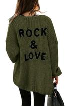 Cardigã PRETTYGARDEN Open Front Tricot Midi para mulheres verde