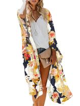 Cardigã quimono MayBuy feminino Boho Long Chiffon Beach S