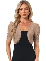 Cardigã Shrug Bolero Allegra K casual de malha transparente para mulheres