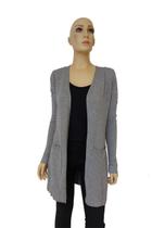 Cardigan Alongado Alpelo Com Bolso Cinza