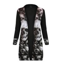 Cardigan Alongado Caveiras Empilhadas - Skull (TAMANHO ÚNICO) Cardigan Alongado Caveiras Empilhadas - Skull (TAMANHO ÚNICO)