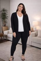 Cardigan Alongado Plus Size Em Moletom Lunender 69190