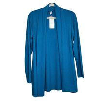Cardigan Azul Canelado Feminino Viscose Tamanho M