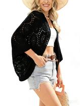 Cardigan Bankeng, leve, crochê, preto de verão para mulheres