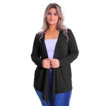 Cardigan Bico Manga Longa Plus Size