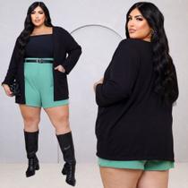 Cardigan Blusa Feminino Plus Size Bolsos Lanzinha Premium Confortável Forma Grande Elegante 46 ao 54 Cardigan Blusa Feminino Plus Size Bolsos Lanzinha Premium Confortável Forma Grande Elegante 46 ao 54