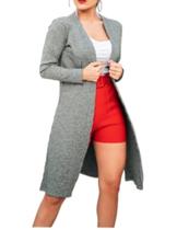 Cardigan canelado casaquinho longo feminino