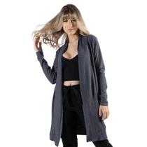 Cardigan Canelado Vekyo Manga Longa Inverno Moda Casual