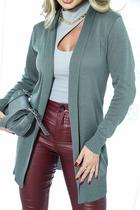 Cardigan Casaco Feminino Longo em Tricot Básico
